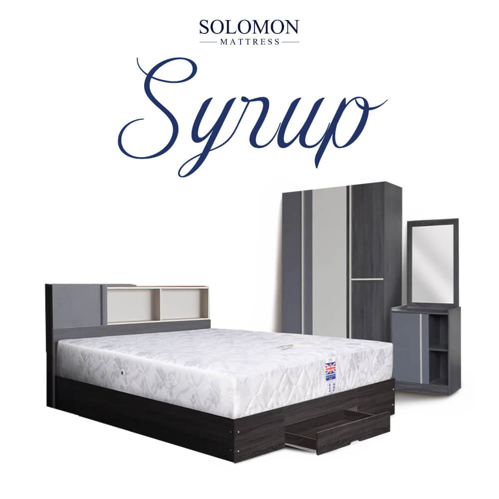 ชุดห้องนอน + ที่นอน 5 ฟุต SOLOMON รุ่น SYRUP สีน้ำตาล_5